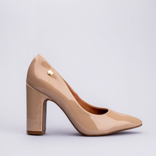 Stiletto Taco Cuadrado Beige