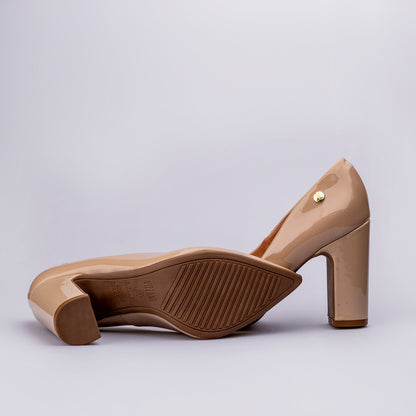 Stiletto Taco Cuadrado Beige