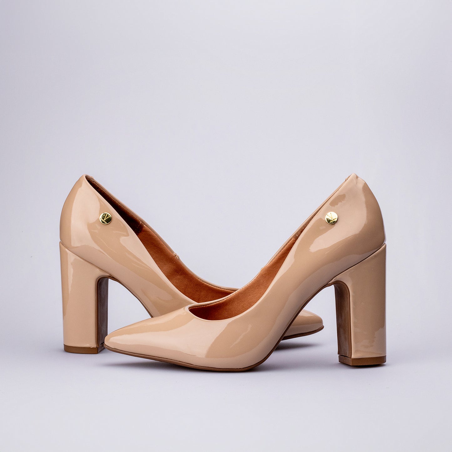 Stiletto Taco Cuadrado Beige