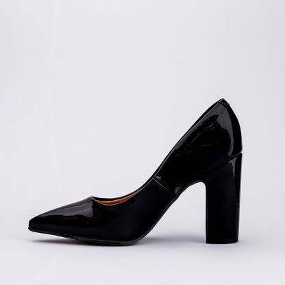 Stiletto Taco Cuadrado Negro