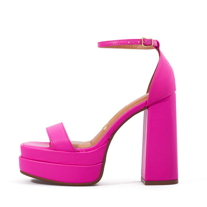 Sandalia Double Platform Fucsia